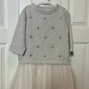 Gray and White Embellished Dress